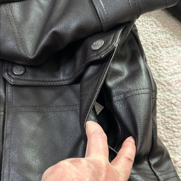 NWT Emporio &Co Dark Brown Faux Leather Jacket Coat Size XXL Fits like a Large - Picture 12 of 16